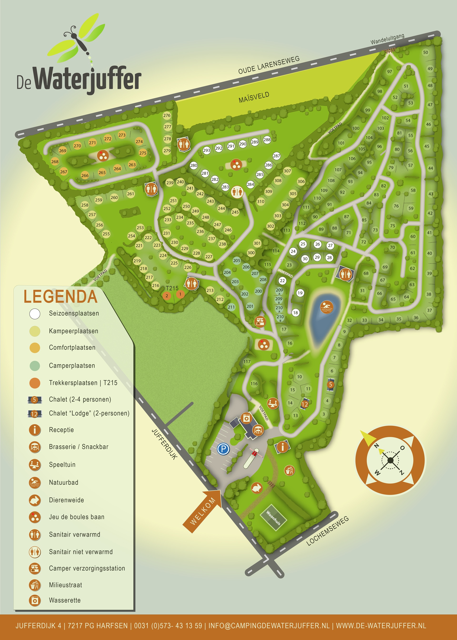 Plattegrond van Camping de Waterjuffer